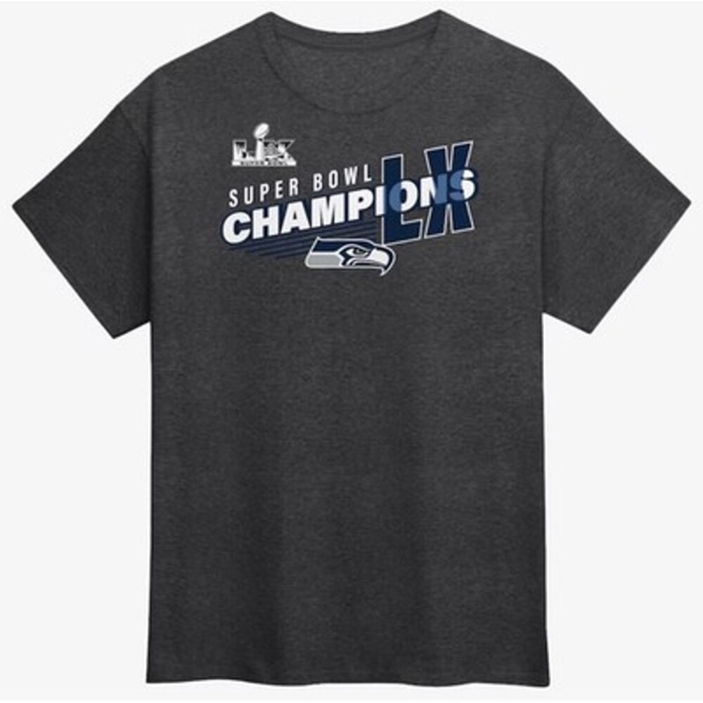 NWT Seattle Seahawks Super Bowl LX 60 Champions Men Large T-Shirt Gray
